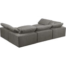  Manufacturer Color_Grey -- Cozy 119" Grey Velvet Upholstered Overstuffed Fiber Filled Comfort 6 pc Modular Sectional IMAGE 4