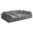  Manufacturer Color_Grey -- Cozy 119" Grey Velvet Upholstered Overstuffed Fiber Filled Comfort 6 pc Modular Sectional IMAGE 8