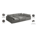  Manufacturer Color_Grey -- Cozy 119" Grey Velvet Upholstered Overstuffed Fiber Filled Comfort 6 pc Modular Sectional IMAGE 9