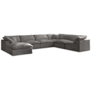  Manufacturer Color_Grey -- Cozy 158" Grey Velvet Upholstered Overstuffed Fiber Filled Comfort 7 pc Modular Sectional IMAGE 1