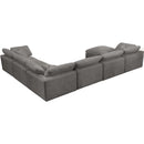  Manufacturer Color_Grey -- Cozy 158" Grey Velvet Upholstered Overstuffed Fiber Filled Comfort 7 pc Modular Sectional IMAGE 4