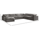  Manufacturer Color_Grey -- Cozy 158" Grey Velvet Upholstered Overstuffed Fiber Filled Comfort 7 pc Modular Sectional IMAGE 8