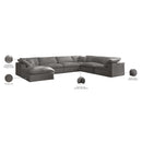  Manufacturer Color_Grey -- Cozy 158" Grey Velvet Upholstered Overstuffed Fiber Filled Comfort 7 pc Modular Sectional IMAGE 9