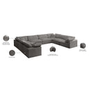  Manufacturer Color_Grey -- Cozy 158" Grey Velvet Upholstered Overstuffed Fiber Filled Comfort 8 pc Modular Sectional IMAGE 10