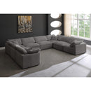  Manufacturer Color_Grey -- Cozy 158" Grey Velvet Upholstered Overstuffed Fiber Filled Comfort 8 pc Modular Sectional IMAGE 2