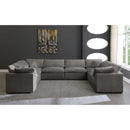  Manufacturer Color_Grey -- Cozy 158" Grey Velvet Upholstered Overstuffed Fiber Filled Comfort 8 pc Modular Sectional IMAGE 3