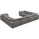  Manufacturer Color_Grey -- Cozy 158" Grey Velvet Upholstered Overstuffed Fiber Filled Comfort 8 pc Modular Sectional IMAGE 4
