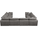  Manufacturer Color_Grey -- Cozy 158" Grey Velvet Upholstered Overstuffed Fiber Filled Comfort 8 pc Modular Sectional IMAGE 5