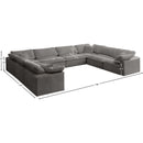  Manufacturer Color_Grey -- Cozy 158" Grey Velvet Upholstered Overstuffed Fiber Filled Comfort 8 pc Modular Sectional IMAGE 9