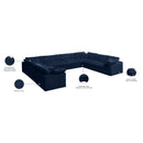  Manufacturer Color_Navy -- Cozy 158" Navy Velvet Upholstered Overstuffed Fiber Filled Comfort 8 pc Modular Sectional IMAGE 10