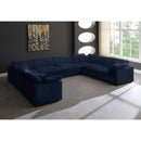 Manufacturer Color_Navy -- Cozy 158" Navy Velvet Upholstered Overstuffed Fiber Filled Comfort 8 pc Modular Sectional IMAGE 2
