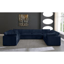  Manufacturer Color_Navy -- Cozy 158" Navy Velvet Upholstered Overstuffed Fiber Filled Comfort 8 pc Modular Sectional IMAGE 3