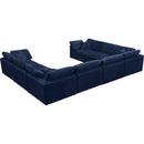  Manufacturer Color_Navy -- Cozy 158" Navy Velvet Upholstered Overstuffed Fiber Filled Comfort 8 pc Modular Sectional IMAGE 4