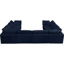  Manufacturer Color_Navy -- Cozy 158" Navy Velvet Upholstered Overstuffed Fiber Filled Comfort 8 pc Modular Sectional IMAGE 5