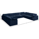  Manufacturer Color_Navy -- Cozy 158" Navy Velvet Upholstered Overstuffed Fiber Filled Comfort 8 pc Modular Sectional IMAGE 9