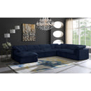  Manufacturer Color_Navy -- Cozy 158" Navy Velvet Upholstered Overstuffed Fiber Filled Comfort 7 pc Modular Sectional IMAGE 2