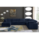  Manufacturer Color_Navy -- Cozy 158" Navy Velvet Upholstered Overstuffed Fiber Filled Comfort 7 pc Modular Sectional IMAGE 3