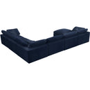  Manufacturer Color_Navy -- Cozy 158" Navy Velvet Upholstered Overstuffed Fiber Filled Comfort 7 pc Modular Sectional IMAGE 4