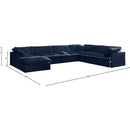  Manufacturer Color_Navy -- Cozy 158" Navy Velvet Upholstered Overstuffed Fiber Filled Comfort 7 pc Modular Sectional IMAGE 8