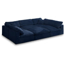  Manufacturer Color_Navy -- Cozy 119" Navy Velvet Upholstered Overstuffed Fiber Filled Comfort 6 pc Modular Sectional IMAGE 1