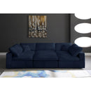  Manufacturer Color_Navy -- Cozy 119" Navy Velvet Upholstered Overstuffed Fiber Filled Comfort 6 pc Modular Sectional IMAGE 3