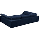  Manufacturer Color_Navy -- Cozy 119" Navy Velvet Upholstered Overstuffed Fiber Filled Comfort 6 pc Modular Sectional IMAGE 4