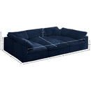  Manufacturer Color_Navy -- Cozy 119" Navy Velvet Upholstered Overstuffed Fiber Filled Comfort 6 pc Modular Sectional IMAGE 8