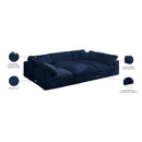  Manufacturer Color_Navy -- Cozy 119" Navy Velvet Upholstered Overstuffed Fiber Filled Comfort 6 pc Modular Sectional IMAGE 9