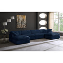  Manufacturer Color_Navy -- Cozy 158" Navy Velvet Upholstered Overstuffed Fiber Filled Comfort 6 pc Modular Sectional IMAGE 2