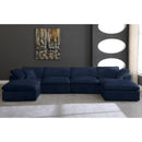  Manufacturer Color_Navy -- Cozy 158" Navy Velvet Upholstered Overstuffed Fiber Filled Comfort 6 pc Modular Sectional IMAGE 3