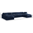  Manufacturer Color_Navy -- Cozy 158" Navy Velvet Upholstered Overstuffed Fiber Filled Comfort 6 pc Modular Sectional IMAGE 8