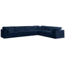  Manufacturer Color_Navy -- Cozy 158" Navy Velvet Upholstered Overstuffed Fiber Filled Comfort 6 pc Modular Sectional IMAGE 1