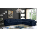  Manufacturer Color_Navy -- Cozy 158" Navy Velvet Upholstered Overstuffed Fiber Filled Comfort 6 pc Modular Sectional IMAGE 2