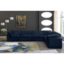  Manufacturer Color_Navy -- Cozy 158" Navy Velvet Upholstered Overstuffed Fiber Filled Comfort 6 pc Modular Sectional IMAGE 3