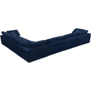  Manufacturer Color_Navy -- Cozy 158" Navy Velvet Upholstered Overstuffed Fiber Filled Comfort 6 pc Modular Sectional IMAGE 4