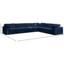 Manufacturer Color_Navy -- Cozy 158" Navy Velvet Upholstered Overstuffed Fiber Filled Comfort 6 pc Modular Sectional IMAGE 8