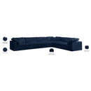  Manufacturer Color_Navy -- Cozy 158" Navy Velvet Upholstered Overstuffed Fiber Filled Comfort 6 pc Modular Sectional IMAGE 9