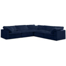  Manufacturer Color_Navy -- Cozy 119" Navy Velvet Upholstered Overstuffed Fiber Filled Comfort 5 pc Modular Sectional IMAGE 1