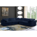  Manufacturer Color_Navy -- Cozy 119" Navy Velvet Upholstered Overstuffed Fiber Filled Comfort 5 pc Modular Sectional IMAGE 2