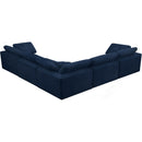  Manufacturer Color_Navy -- Cozy 119" Navy Velvet Upholstered Overstuffed Fiber Filled Comfort 5 pc Modular Sectional IMAGE 3