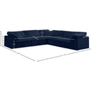  Manufacturer Color_Navy -- Cozy 119" Navy Velvet Upholstered Overstuffed Fiber Filled Comfort 5 pc Modular Sectional IMAGE 7