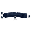  Manufacturer Color_Navy -- Cozy 119" Navy Velvet Upholstered Overstuffed Fiber Filled Comfort 5 pc Modular Sectional IMAGE 8