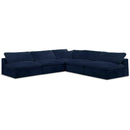  Manufacturer Color_Navy -- Cozy 118" Navy Velvet Upholstered Overstuffed Fiber Filled Comfort 5 pc Modular Sectional IMAGE 1