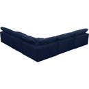  Manufacturer Color_Navy -- Cozy 118" Navy Velvet Upholstered Overstuffed Fiber Filled Comfort 5 pc Modular Sectional IMAGE 3