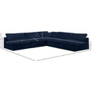  Manufacturer Color_Navy -- Cozy 118" Navy Velvet Upholstered Overstuffed Fiber Filled Comfort 5 pc Modular Sectional IMAGE 5