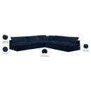  Manufacturer Color_Navy -- Cozy 118" Navy Velvet Upholstered Overstuffed Fiber Filled Comfort 5 pc Modular Sectional IMAGE 6