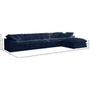  Manufacturer Color_Navy -- Cozy 158" Navy Velvet Upholstered Overstuffed Fiber Filled Comfort 5 pc Modular Sectional IMAGE 11