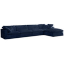 Manufacturer Color_Navy -- Cozy 158" Navy Velvet Upholstered Overstuffed Fiber Filled Comfort 5 pc Modular Sectional IMAGE 1