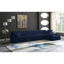  Manufacturer Color_Navy -- Cozy 158" Navy Velvet Upholstered Overstuffed Fiber Filled Comfort 5 pc Modular Sectional IMAGE 2