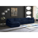  Manufacturer Color_Navy -- Cozy 158" Navy Velvet Upholstered Overstuffed Fiber Filled Comfort 5 pc Modular Sectional IMAGE 4